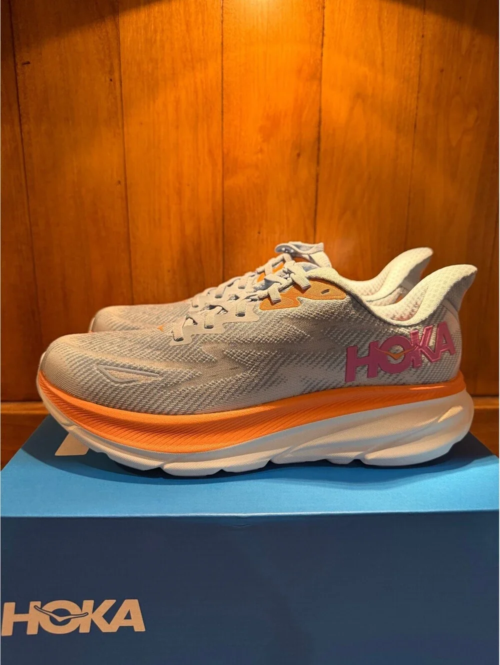 New Hoka Clifton 9 Lightweight Running Shoes - Airy Blue/Ice Water Women's 8.5B